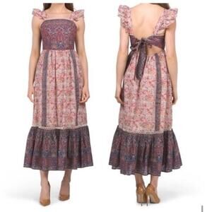 Haute Hippie flutter sleeve, tiered peasant-style maxi-dress size 14